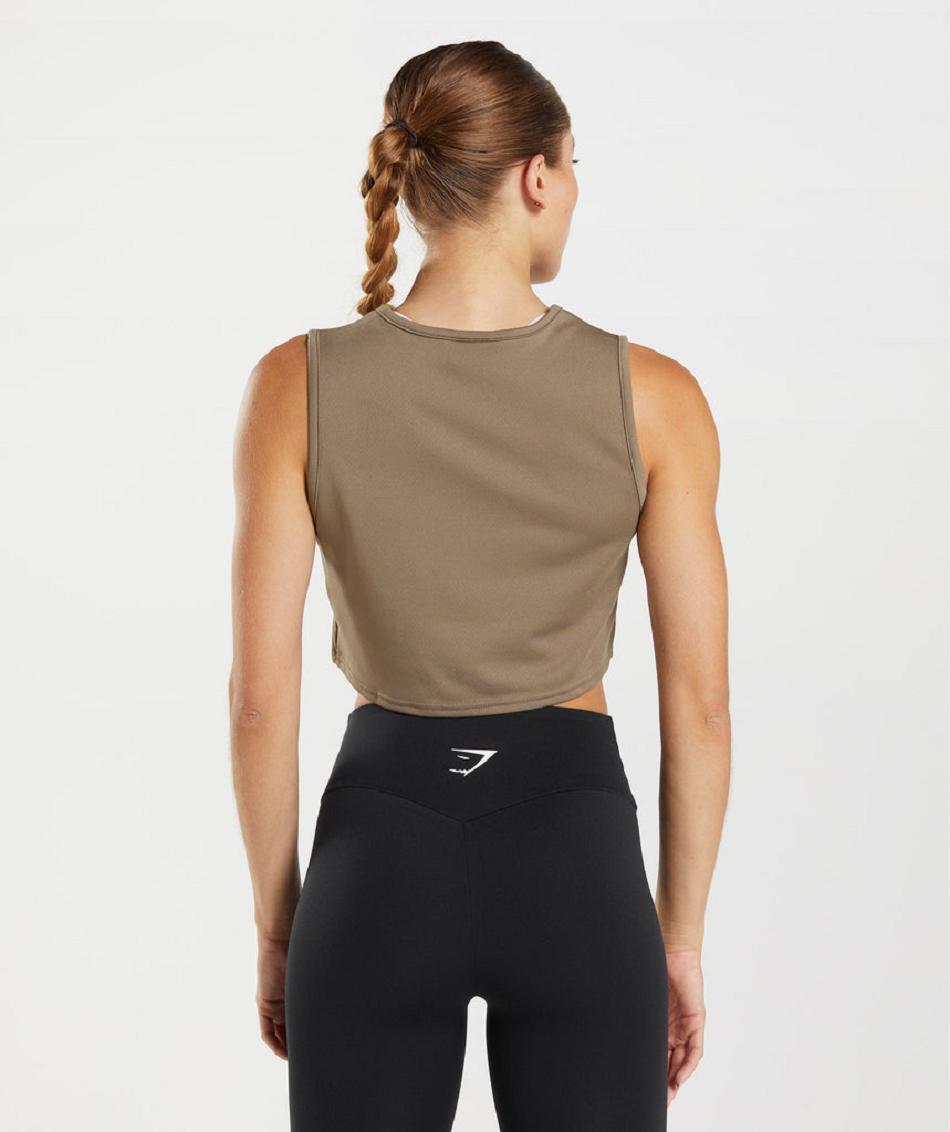 Camiseta Tirantes Gymshark Entrenamiento Crop Mujer Marrones | CO 2333ILH